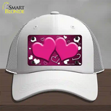 Pink White Love Hearts Oil Rubbed Novelty License Plate Hat Mesh / White