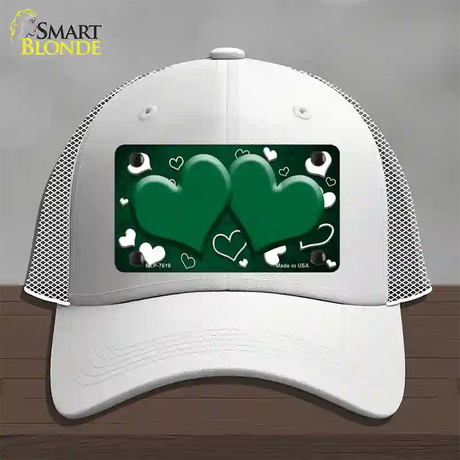 Green White Love Hearts Oil Rubbed Novelty License Plate Hat Mesh / White