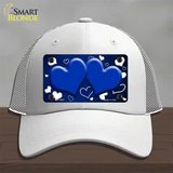 Blue White Love Hearts Oil Rubbed Novelty License Plate Hat Mesh / White