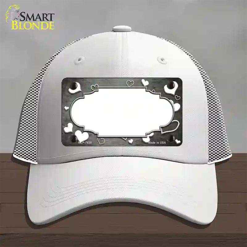 Gray White Love Scallop Oil Rubbed Novelty License Plate Hat Mesh / White