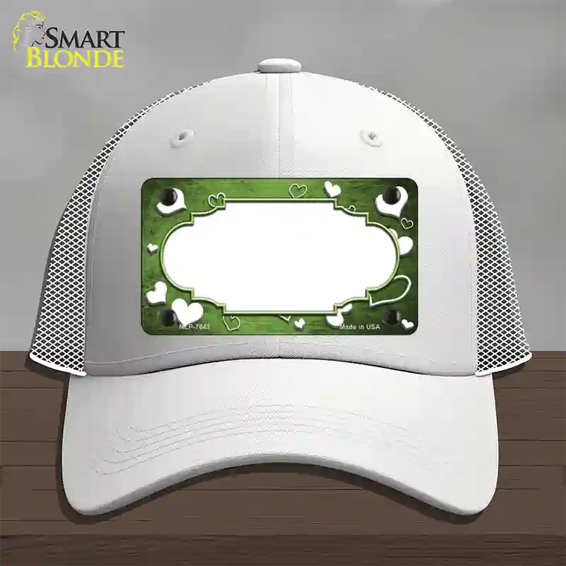 Lime Green White Love Scallop Oil Rubbed Novelty License Plate Hat Mesh / White