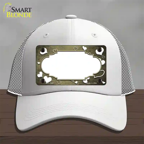 Gold White Love Scallop Oil Rubbed Novelty License Plate Hat Mesh / White