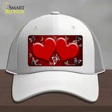 Red White Hearts Butterfly Oil Rubbed Novelty License Plate Hat Mesh / White