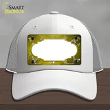 Yellow White Scallop Butterfly Oil Rubbed Novelty License Plate Hat Mesh / White