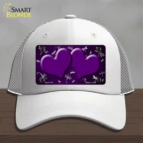 Purple White Dragonfly Hearts Oil Rubbed Novelty License Plate Hat Mesh / White