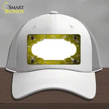 Yellow White Dragonfly Scallop Oil Rubbed Novelty License Plate Hat Mesh / White