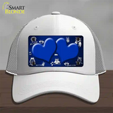 Blue White Owl Hearts Oil Rubbed Novelty License Plate Hat Mesh / White