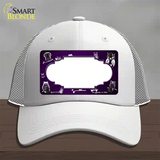 Purple White Owl Scallop Oil Rubbed Novelty License Plate Hat Mesh / White