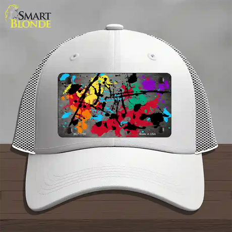 Gray Splatter Oil Rubbed Novelty License Plate Hat Mesh / White