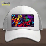 Purple Splatter Oil Rubbed Novelty License Plate Hat Mesh / White