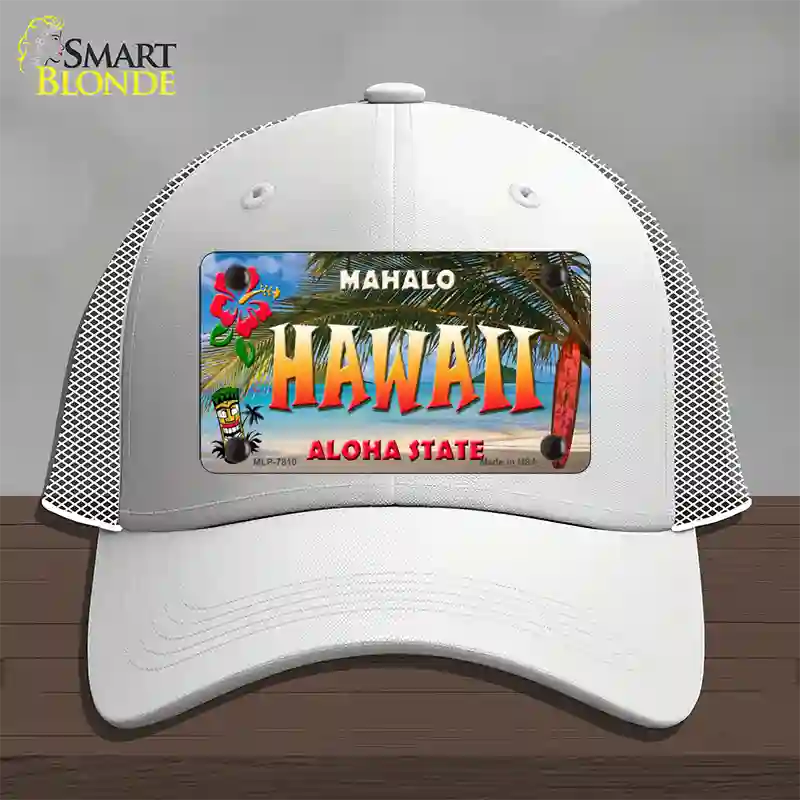 Hawaii State Novelty License Plate Hat Mesh / White