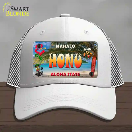 Honu Hawaii State Novelty License Plate Hat Mesh / White