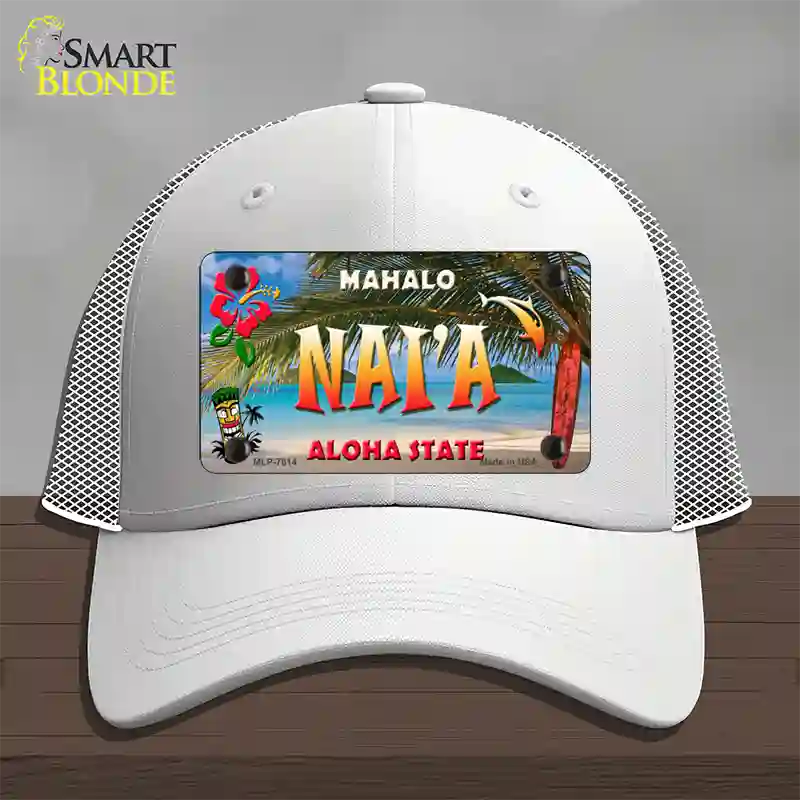 Naia Hawaii State Novelty License Plate Hat Mesh / White