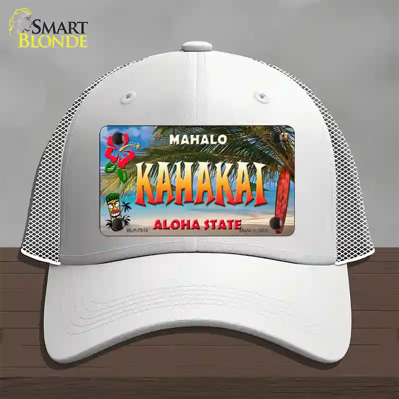 Kahakai Hawaii State Novelty License Plate Hat Mesh / White