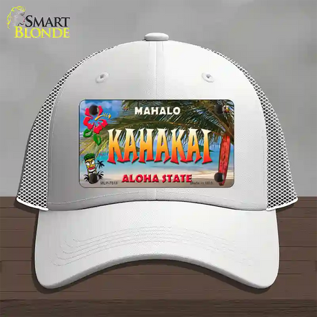 Kahakai Hawaii State Novelty License Plate Hat Mesh / White