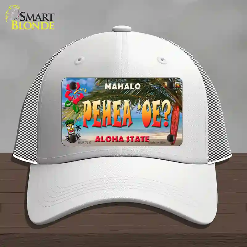 Pehea oe Hawaii State Novelty License Plate Hat Mesh / White