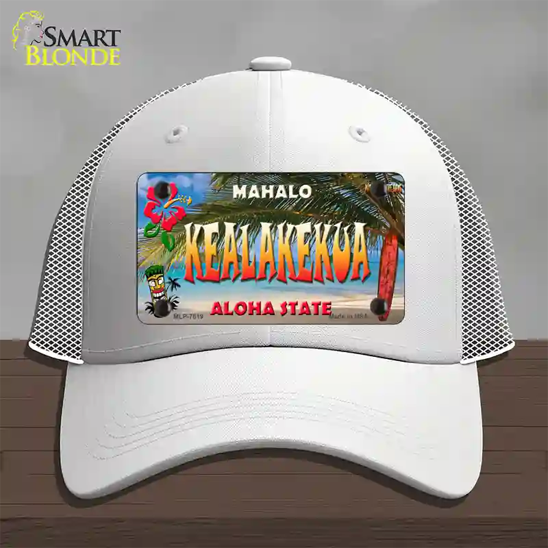 Kealakekua Hawaii State Novelty License Plate Hat Mesh / White