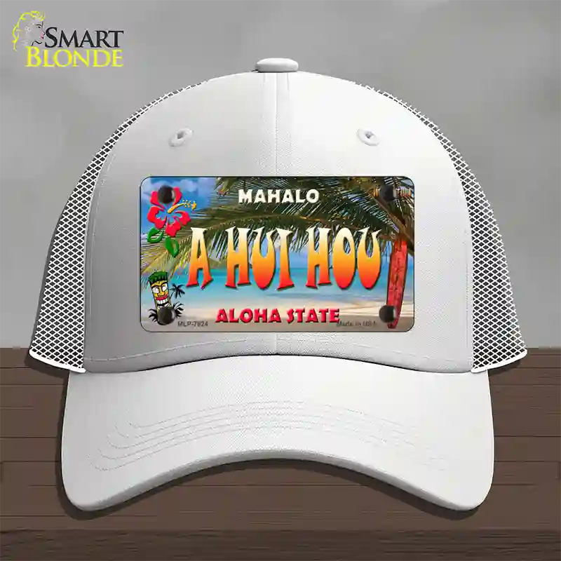 A Hui Hou Hawaii State Novelty License Plate Hat Mesh / White