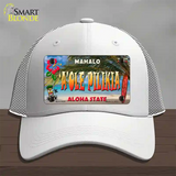 Aole Pilikia Hawaii State Novelty License Plate Hat Mesh / White