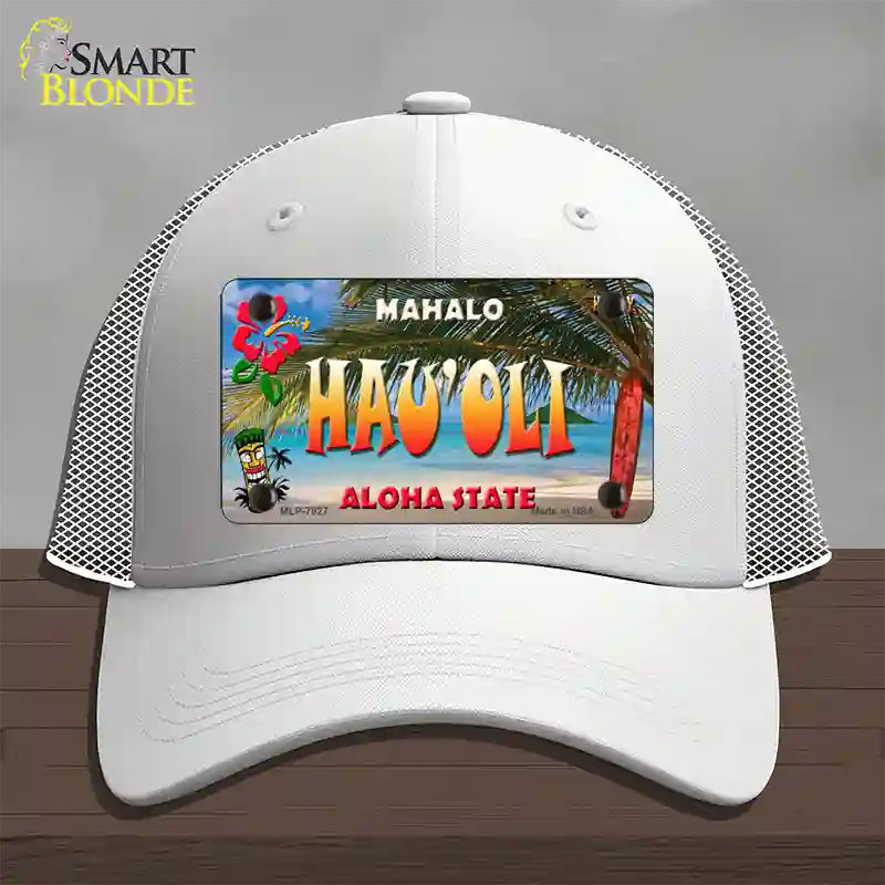 Hau oli Hawaii State Novelty License Plate Hat Mesh / White