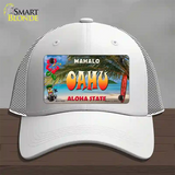 Oahu Hawaii State Novelty License Plate Hat Mesh / White