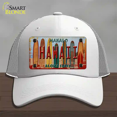 Hawaii Surfboards State Novelty License Plate Hat Mesh / White