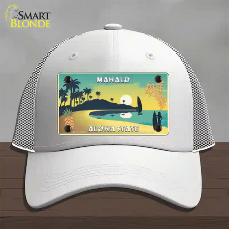 Mahalo Pineapple Hawaii Blank State Novelty License Plate Hat Mesh / White