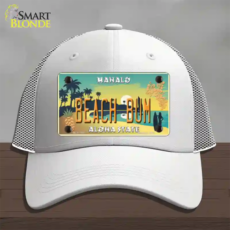 Beach Bum Hawaii Pineapple Novelty License Plate Hat Mesh / White