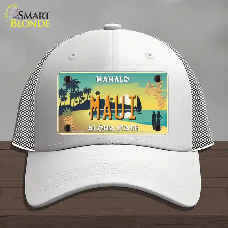 Maui Hawaii Pineapple Novelty License Plate Hat Mesh / White