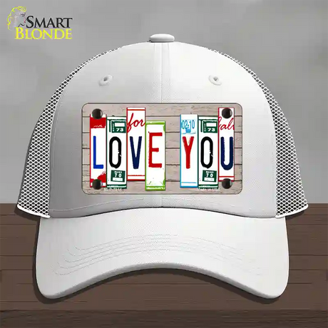 Love You License Plate Art Wood Novelty License Plate Hat Mesh / White