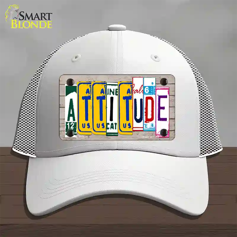 Attitude License Plate Art Wood Novelty License Plate Hat Mesh / White