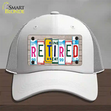 Retired License Plate Art Wood Novelty License Plate Hat Mesh / White