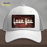 Love You On Brick Wall Novelty License Plate Hat Mesh / White