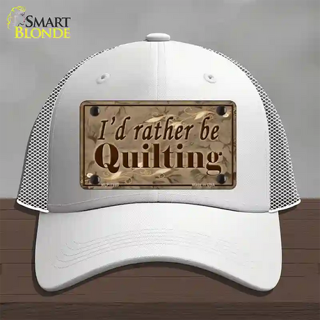 Id Rather Be Quilting Novelty License Plate Hat Mesh / White