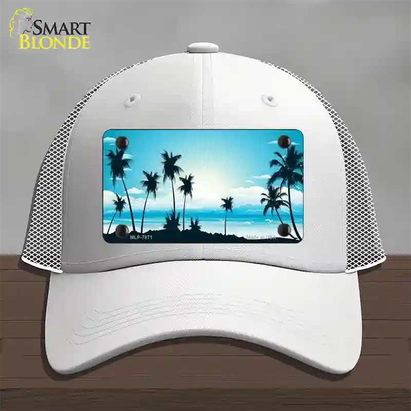 Sunset Blue Novelty License Plate Hat Mesh / White