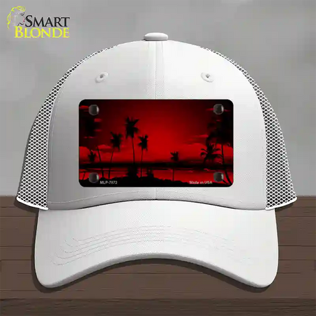 Sunset Red Novelty License Plate Hat Mesh / White