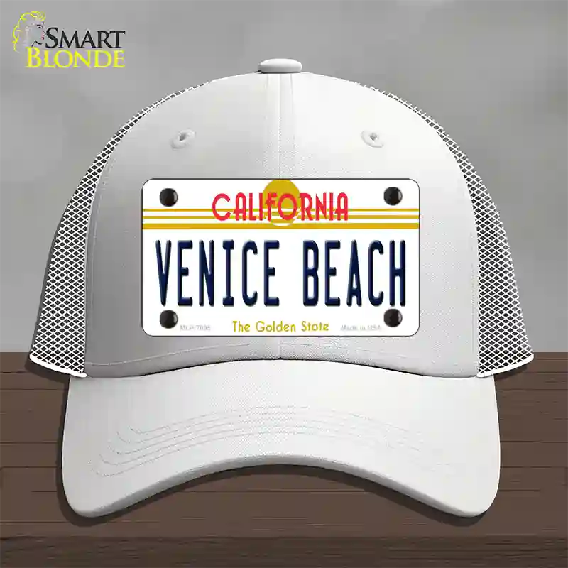 Venice Beach California Novelty License Plate Hat Mesh / White