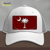 South Carolina Flag Burgundy Novelty License Plate Hat Mesh / White