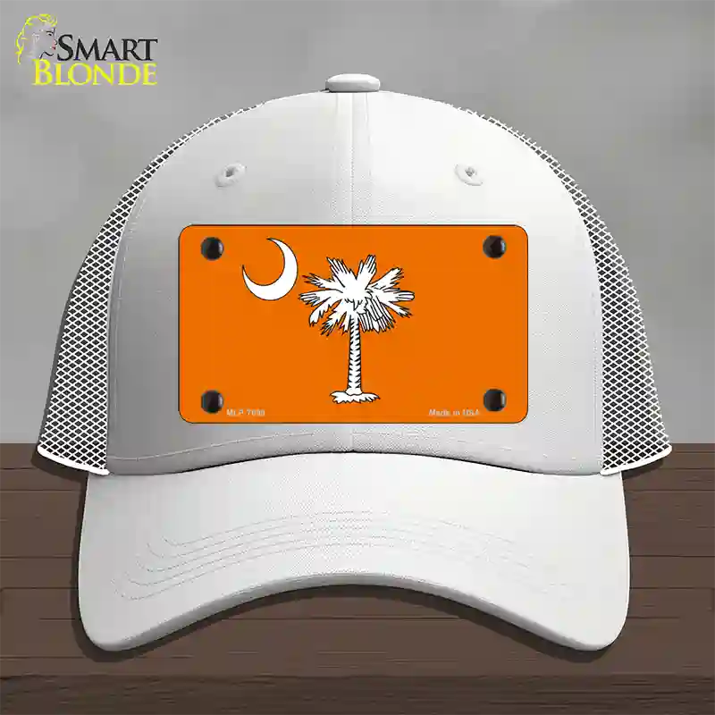 South Carolina Flag Orange Novelty License Plate Hat Mesh / White