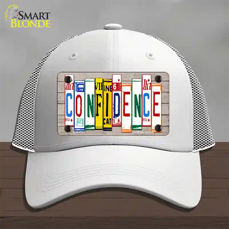 Confidence Wood License Plate Art Novelty License Plate Hat Mesh / White