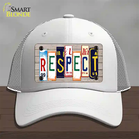 Respect Wood License Plate Art Novelty License Plate Hat Mesh / White