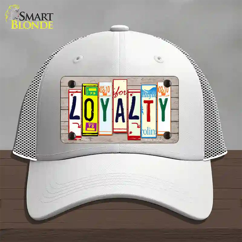 Loyalty Wood License Plate Art Novelty License Plate Hat Mesh / White