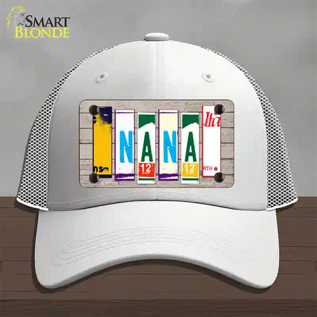 Nana Wood License Plate Art Novelty License Plate Hat Mesh / White