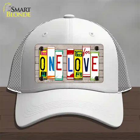 One Love Wood License Plate Art Novelty License Plate Hat Mesh / White