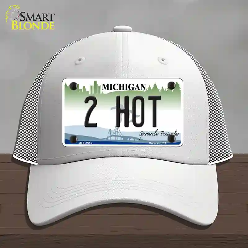 2 Hot Michigan Novelty License Plate Hat Mesh / White