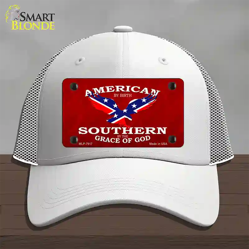 American By Birth Novelty License Plate Hat Mesh / White