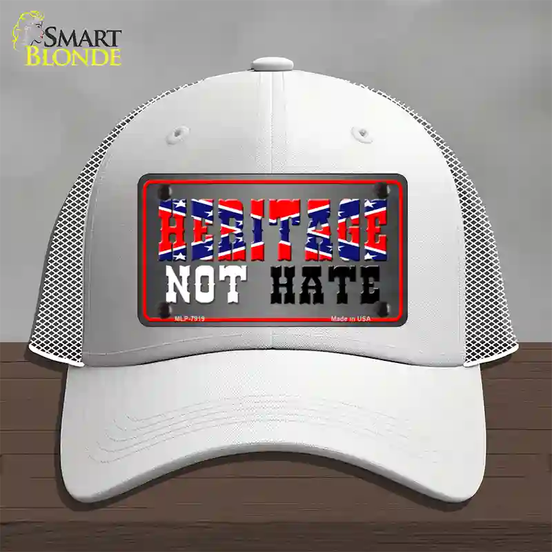 Heritage Not Hate Novelty License Plate Hat Mesh / White