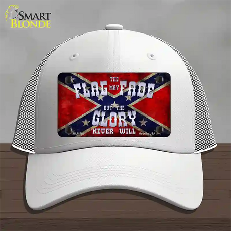 Flag May Fade Novelty License Plate Hat Mesh / White