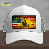 Dont Tread On Me US Flag Novelty License Plate Hat Mesh / White