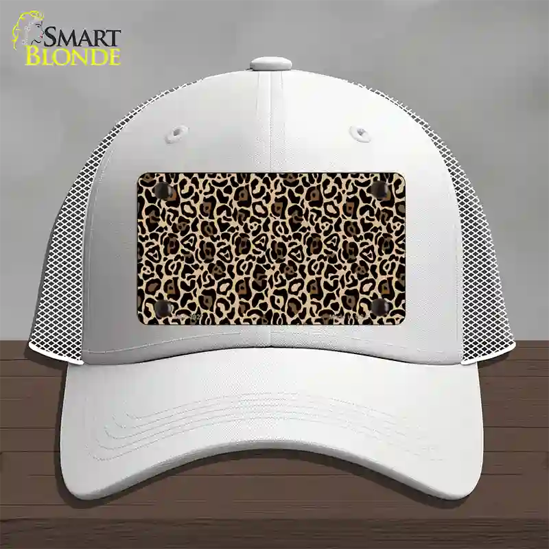 Leopard Print Novelty License Plate Hat Mesh / White